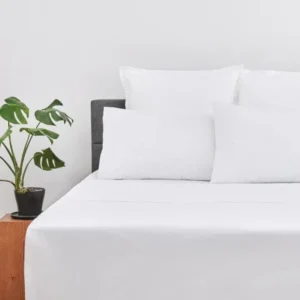 Percale Deluxe white bed skirt 14 inch drop - 200 thread count cotton percale by Cuddle Down