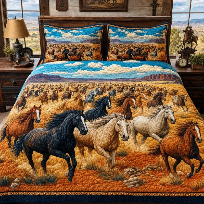 Prairie Horses Bamboo Quilt Bedding Set