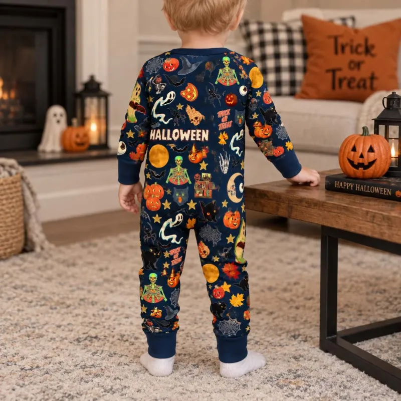 Retro Halloween Night Pattern Bamboo Convertible Zippy