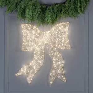 Luminos Micro LED Bow Wreath Gold Large 20"