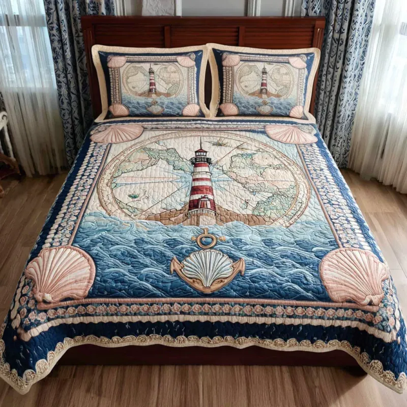 Sea Light Bamboo Quilt Bedding Set