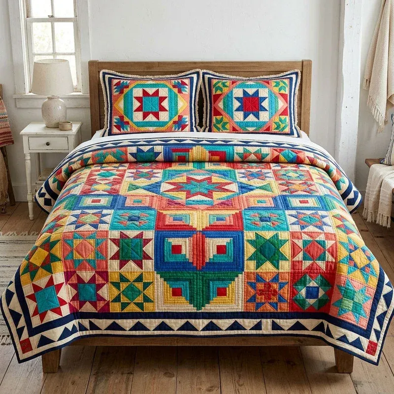 Star Patchwork Bamboo Quilt Bedding Set