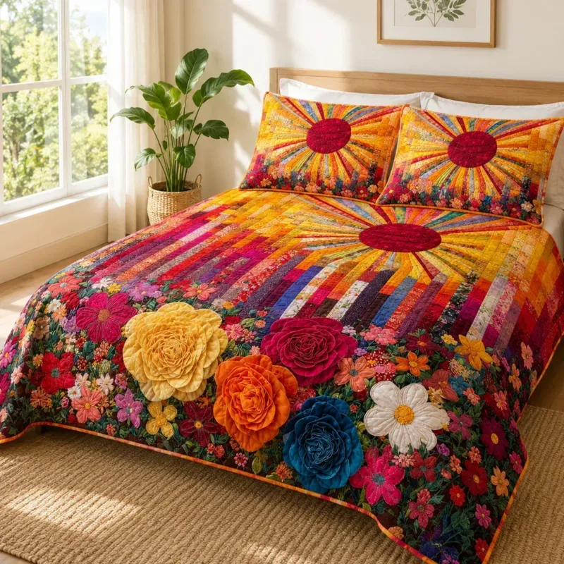 Sunny Glow Bamboo Quilt Bedding Set
