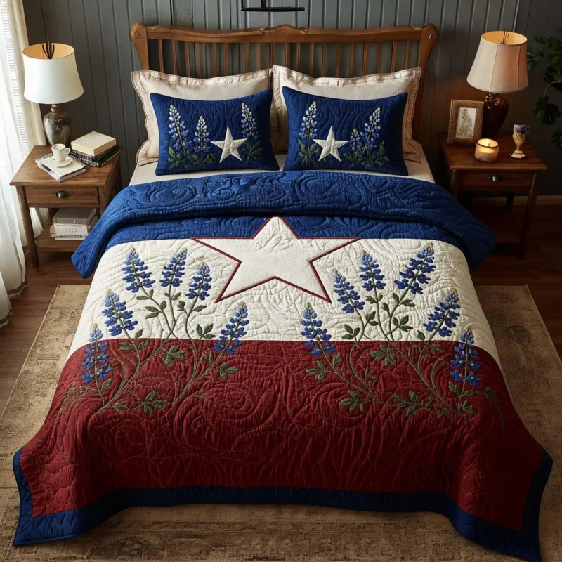 Texas Bluebonnet Bamboo Quilt Bedding Set