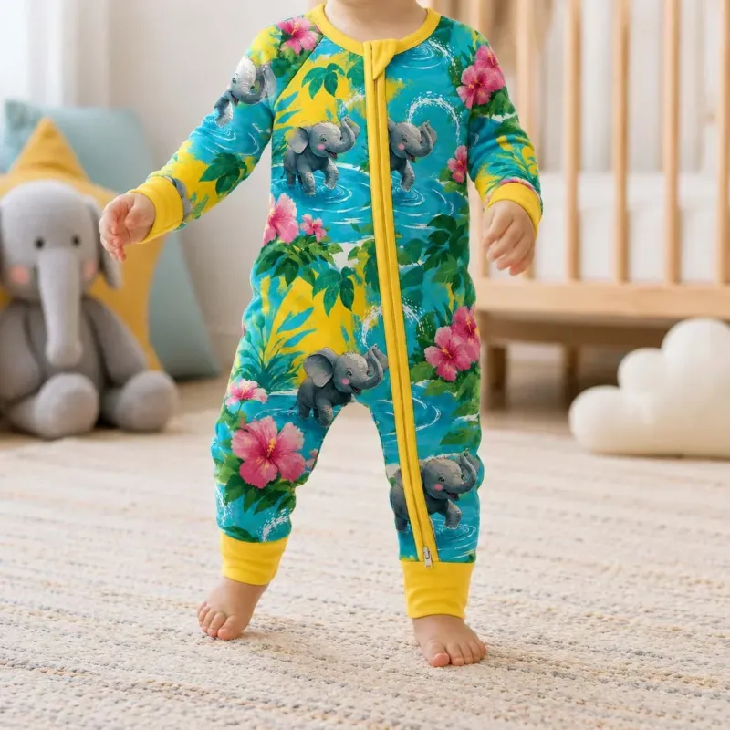 Tropical Elephant Splash Bamboo Convertible Zippy