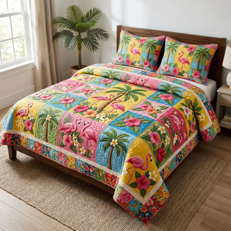 Tropical Glow Bamboo Quilt Bedding Set