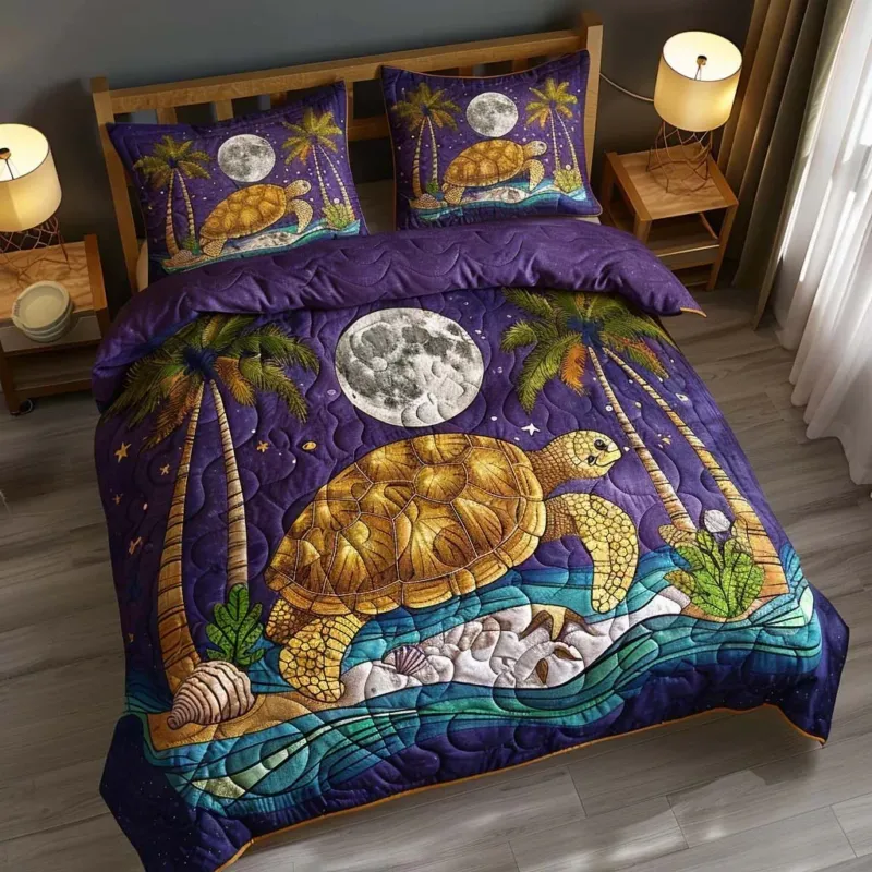 Turtle Seaside Bliss Bamboo Quilt Bedding Set
