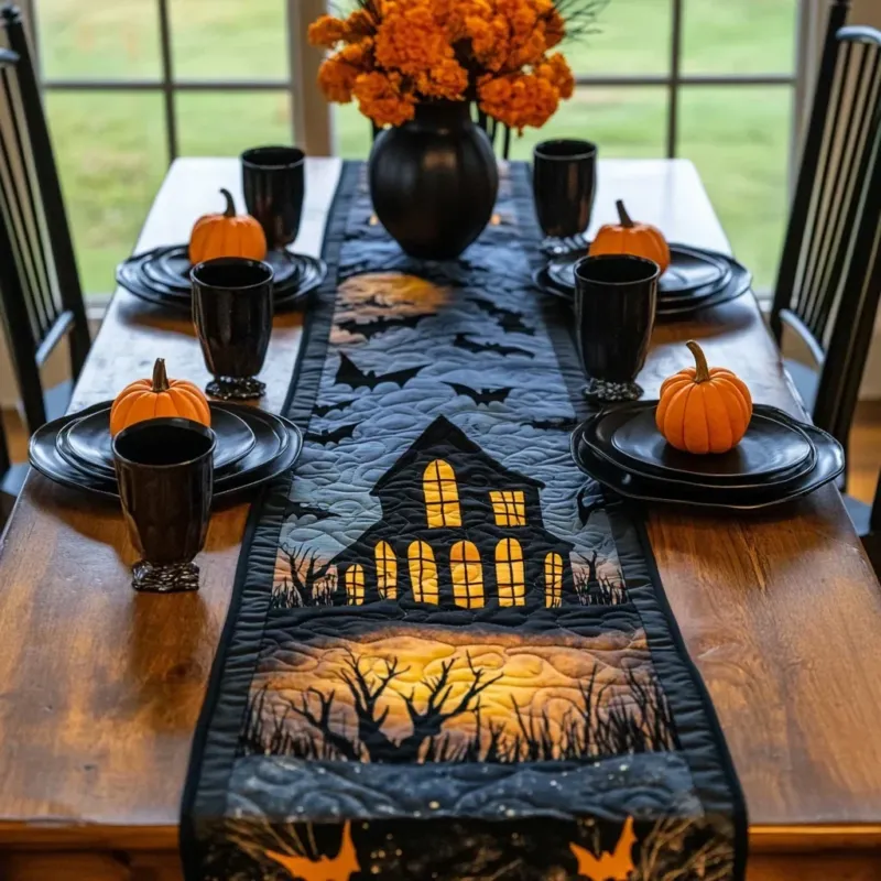 Twilight Haunted Manor Quilt Table Runner