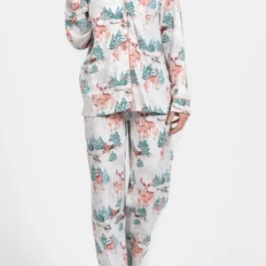 Pyjama boutonné Femme biche Blanc 1