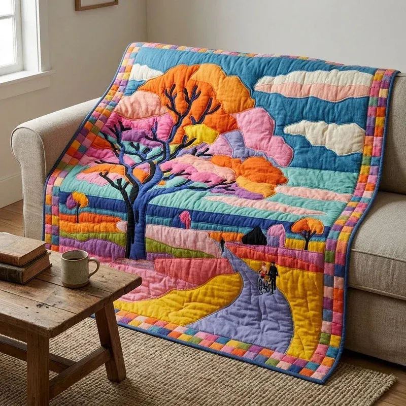 Valley Tree Landscape Bamboo Quilt Blanket