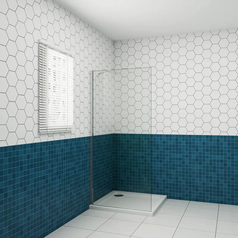 Walk In Duschwand Dusche Duschabtrennung 8mm NANO Glas 110x200 cm mit Stabilisationsstange
