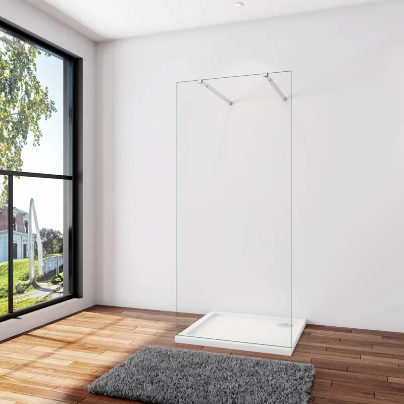 Duschwand Duschabtrennung Duschhaus 117.7 x H.200 cm 8mm NANO Glas Stabistange 73-120 cm