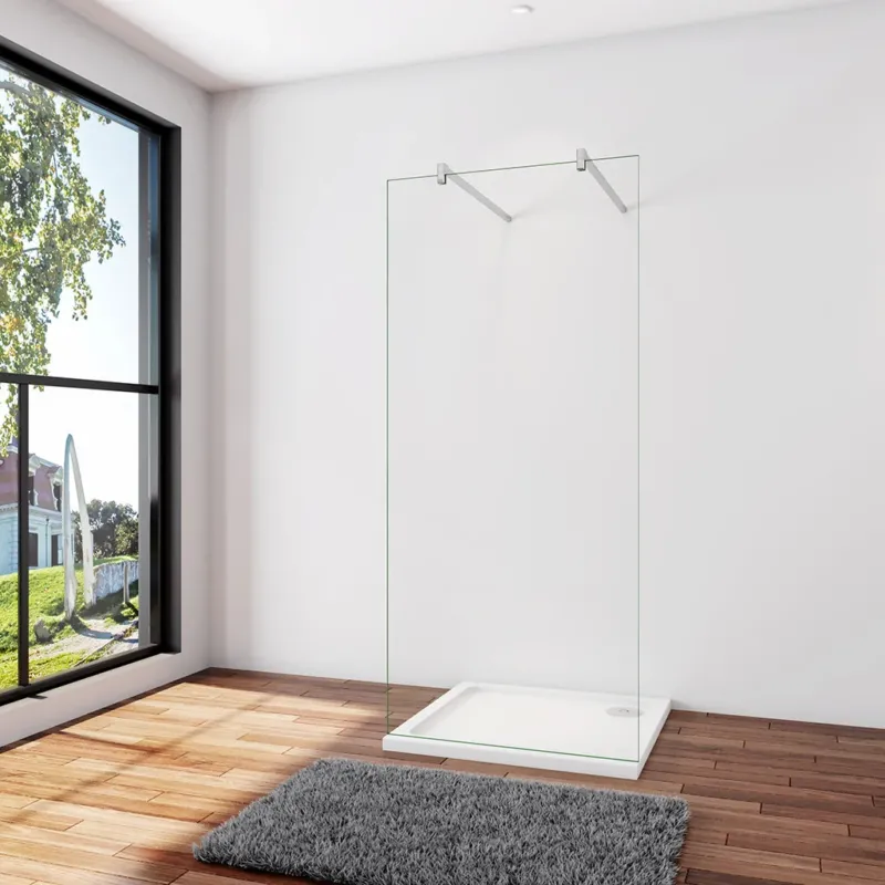 Duschwand Duschabtrennung 117.7 x 200 cm 8mm NANO Glas Stabistange 140 cm Glaswand Duschhaus