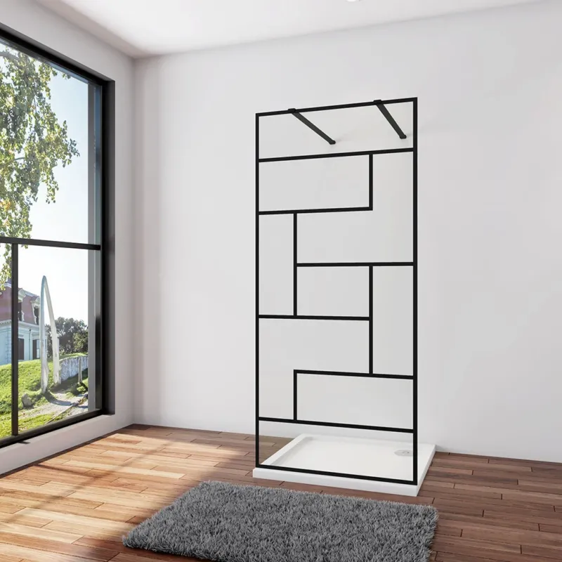 Duschabtrennung Duschwand 117.7 x 200 cm 8mm NANO Glas Stabistange 90 cm Duschwänd Duschhaus
