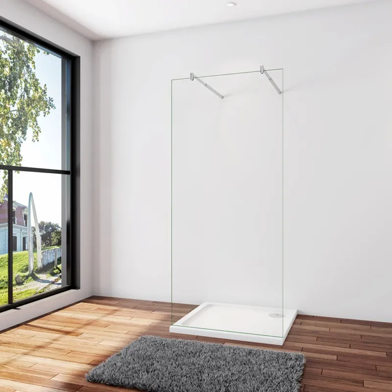 Walk In Dusche Duschwand 27.7 x H.200 cm 8mm NANO Glas Stabistange 70-120cm Duschhaus