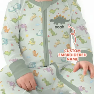 Custom Embroidered Name Summer Dinosaur Bamboo Convertible Zippy