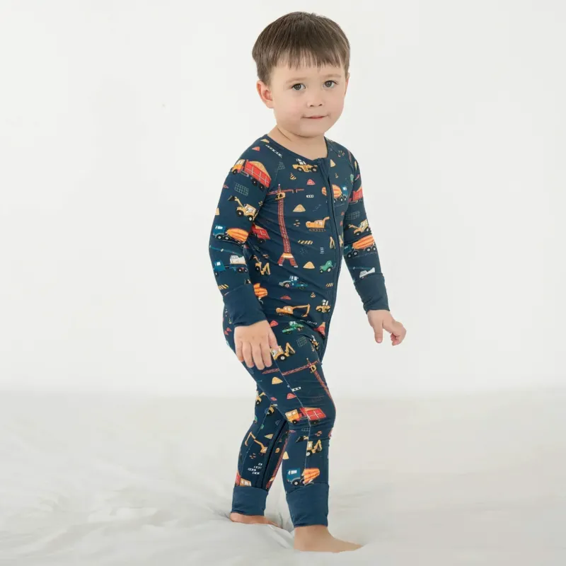 Best-Selling Printed Convertible Zippered Rompers , Best-Selling Printed Convertible Zippered Rompers - Dark Slate Gray Construction / Newborn