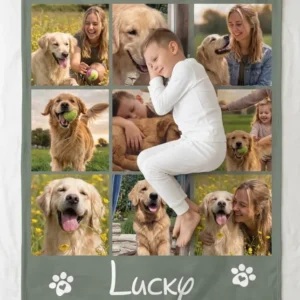 Custom Pet Photo Collage Bamboo Blanket