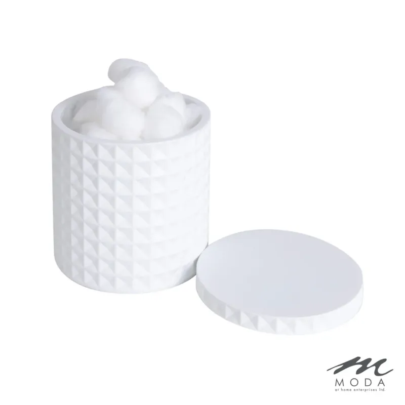 Braemar White Resin Cotton Jar with Lid