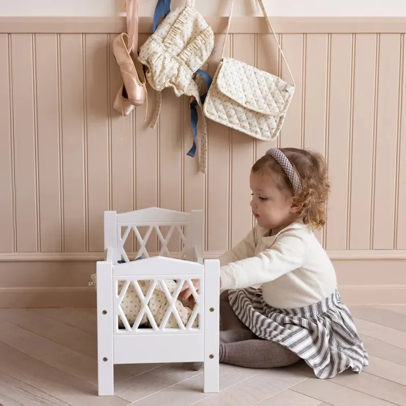 CAM CAM - Lit De Poupée en Bois Harlequin - Blanc - Nouveau modèle