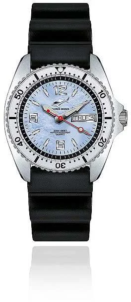 Taucheruhr mit blauem Zifferblatt, Datumsanzeige und schwarzem Armband