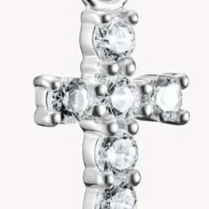 Kreuz-Charm-Anhänger aus Silber mit mehreren klaren Zirkonia-Steinen