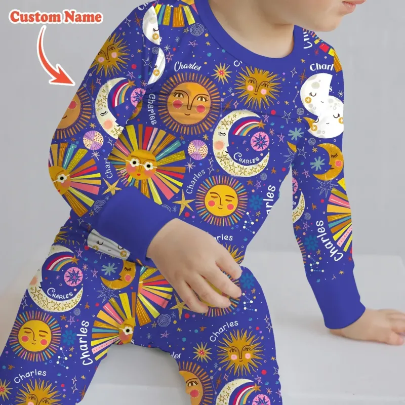 Custom Name Celestial Dream Two Piece Long Sleeve Pajama Set , Custom Name Celestial Dream Two Piece Long Sleeve Pajama Set - 12-18M