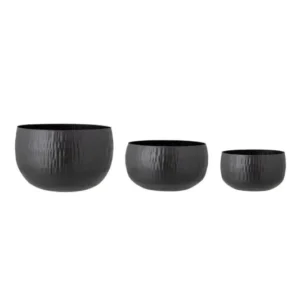 Blumentopf-Set Onyx – Glänzendes Metalldesign in Schwarz (3er-Set)