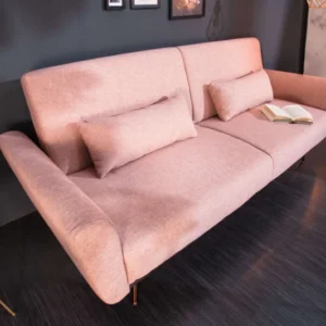 BELLEZZA Retro Schlafsofa 210cm altrosa 3-Sitzer Couch inkl. Kissen