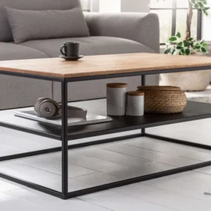 APARTMENT Industrial Couchtisch 95cm Eiche geölt mit zweiter Ablage