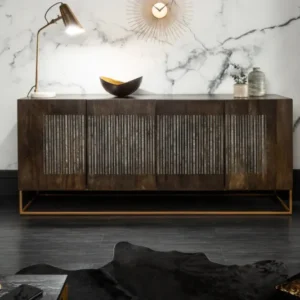 ONYX Massives Sideboard 177cm Mangoholz mit Achatstein Besatz