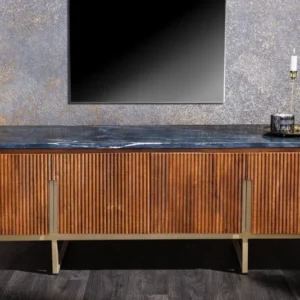 GATSBY Design TV-Board 160cm braun gold Mangoholz Marmor Metallgestell