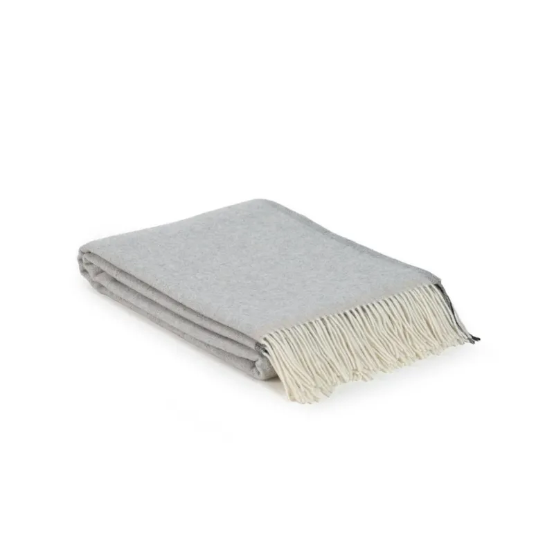 Folded Merino & Cashmere Throw Blanket Milano in light grey