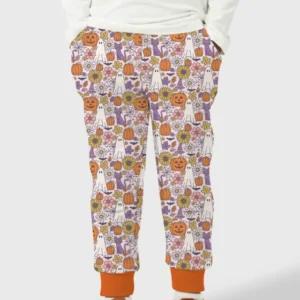 Ghost Pumpkin Fall Floral Halloween Bamboo Jogger