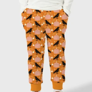 Ravens in a Pumpkin Patch - Orange Pink Bamboo Jogger