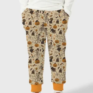 Vintage Skeleton Pumpkin Halloween Bamboo Jogger