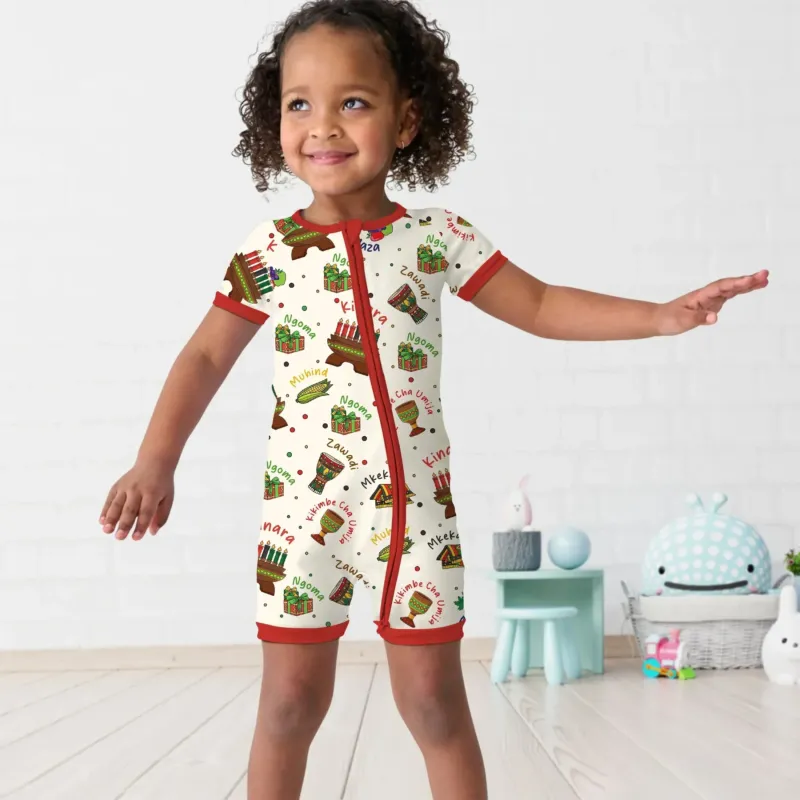 Happy Kwanzaa Family Matching Bamboo Shorty Zippy
