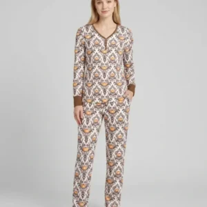 Pumpkin Toile Family Matching Bamboo Women Pajama Set