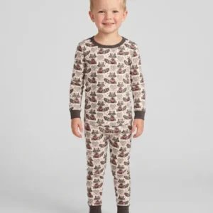 Valentine Raccoon Bamboo Two Piece Long Sleeve Pajama Set