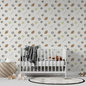 MUNKS & ME - Papier Peint Chambre Enfant à Motif Répété - De La Journée Sportive