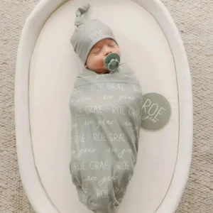Personalized Baby Name Swaddle Blanket Block & Script , Personalized Baby Name Swaddle Blanket Block & Script - Script / Blush