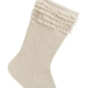Ivory Stocking with Silver Lurex and Fringe 20"