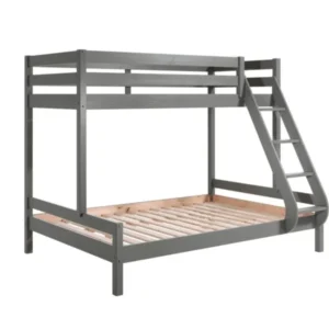 VIPACK - Lit De Famille PINO 140 x 200 cm + 90 x 200 cm Gris