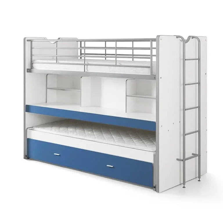 VIPACK - Lit Superposé BONNY 90 X 200 Cm Bleu