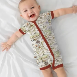 Pirate Treasure Map Daddy & Baby Matching Bamboo Shorty Zippy